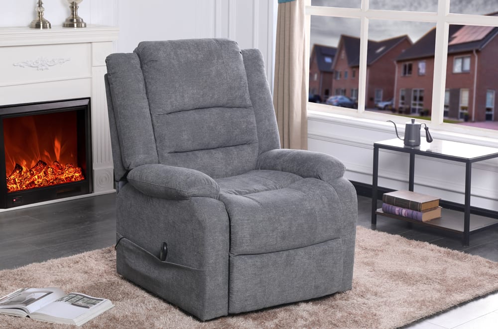 Power Reclining Lift Chair in Soft Charcoal Chenille Linen β 32x32x42 inches
