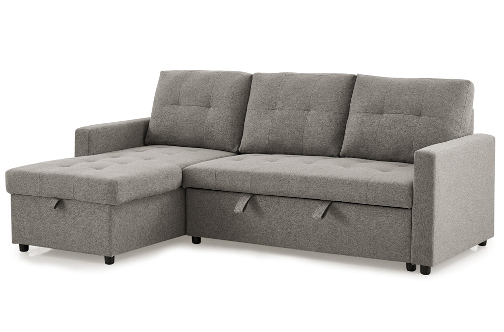 Grey linen pull-out sofa sectional with reversible chaise – modern furniture Canada