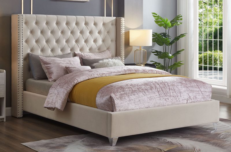 LivionixTech Luxury Velvet Tufted Platform Bed β Modern Bedroom Furniture