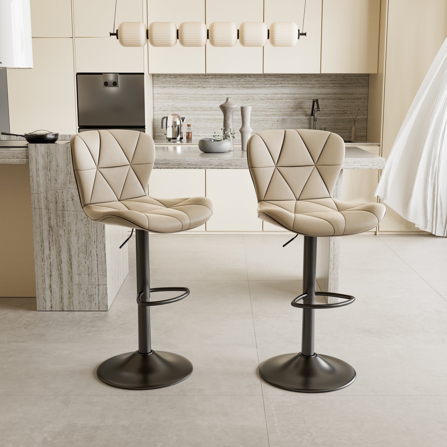 LivionixTech™ Adjustable Swivel Bar Stools (2-Pack) – Modern Faux Leather with Back Support