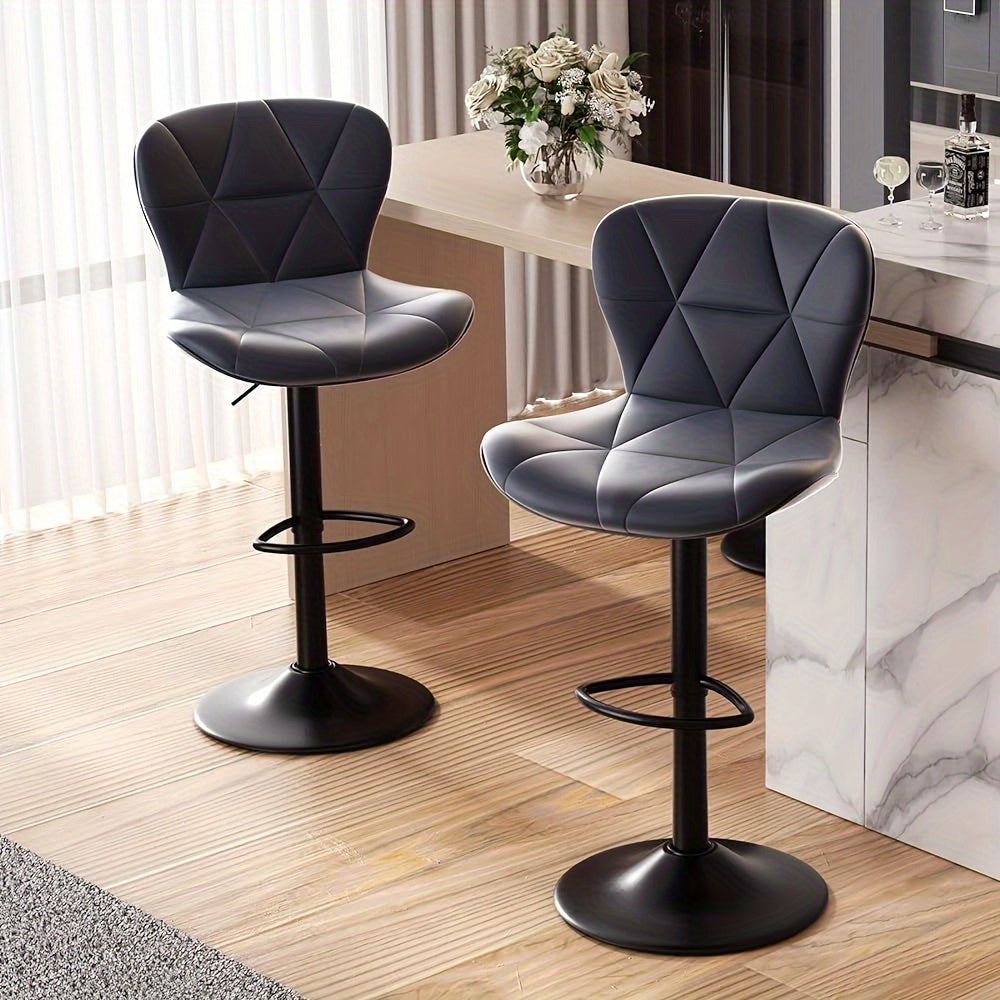 LivionixTech™ Adjustable Swivel Bar Stools (2-Pack) – Modern Faux Leather with Back Support