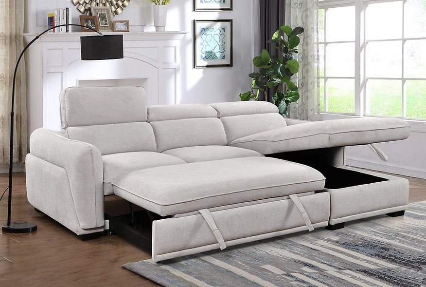 Right Hand Facing Chaise Sofa Bed Sectional with Storage