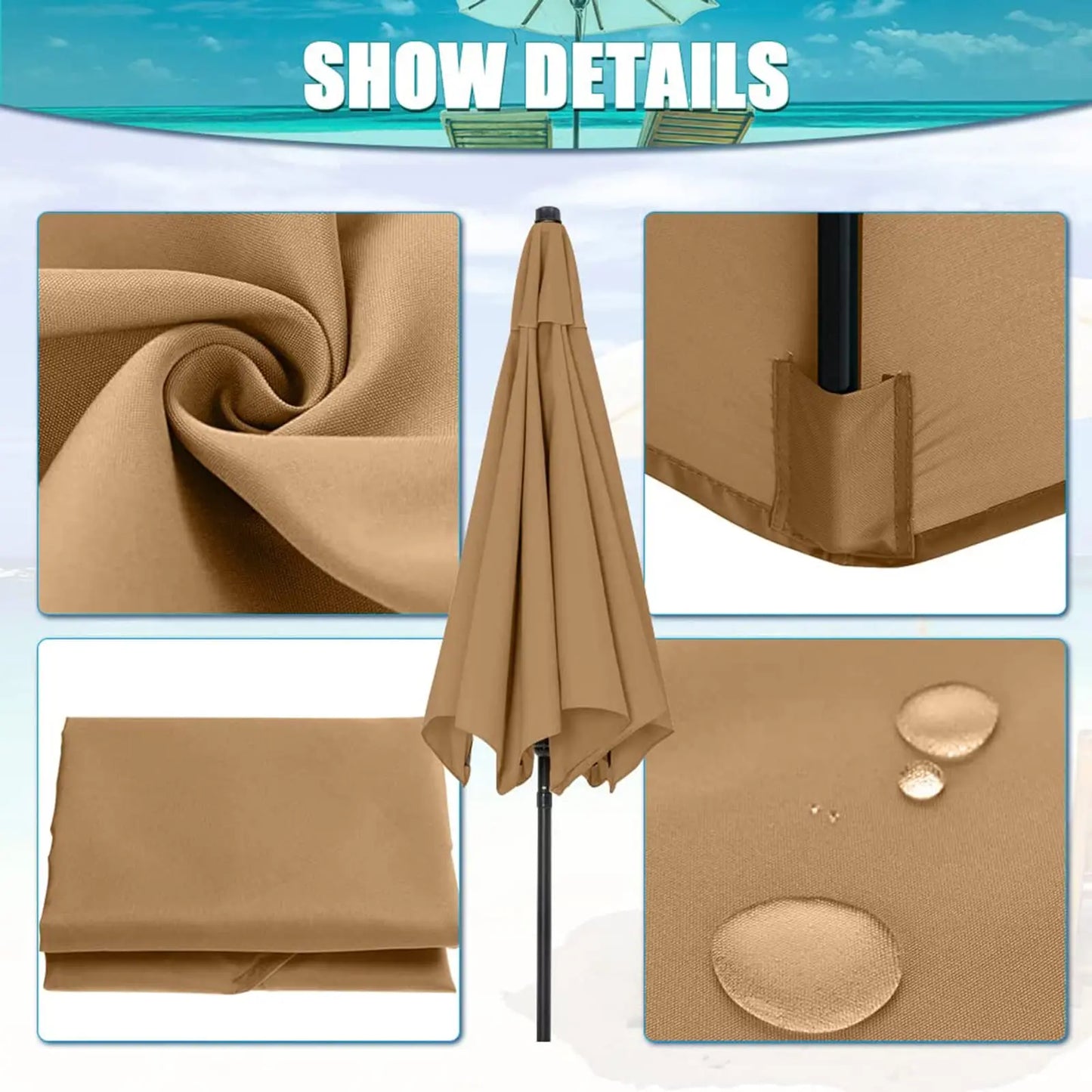 LivionixTech™ Replacement Patio Umbrella Canopy – Waterproof Polyester 6/8 Rib Sunshade Cover for Outdoor Use
