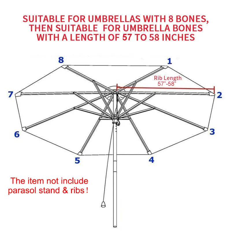LivionixTech™ Replacement Patio Umbrella Canopy – Waterproof Polyester 6/8 Rib Sunshade Cover for Outdoor Use