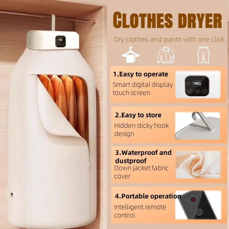 LivionixTech™ Mini Portable Electric Dryer – Foldable Travel Dryer with Timer & UV Sanitization | Ideal for Apartments, RVs & Small Spaces