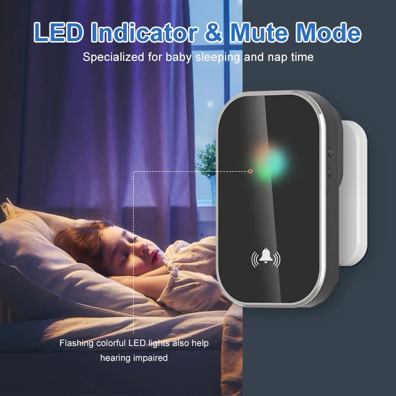 LivionixTech™ Wireless Smart Doorbell – 36 Ringtones, Long-Range (300M), LED Indicator, Battery-Free Chime Kit