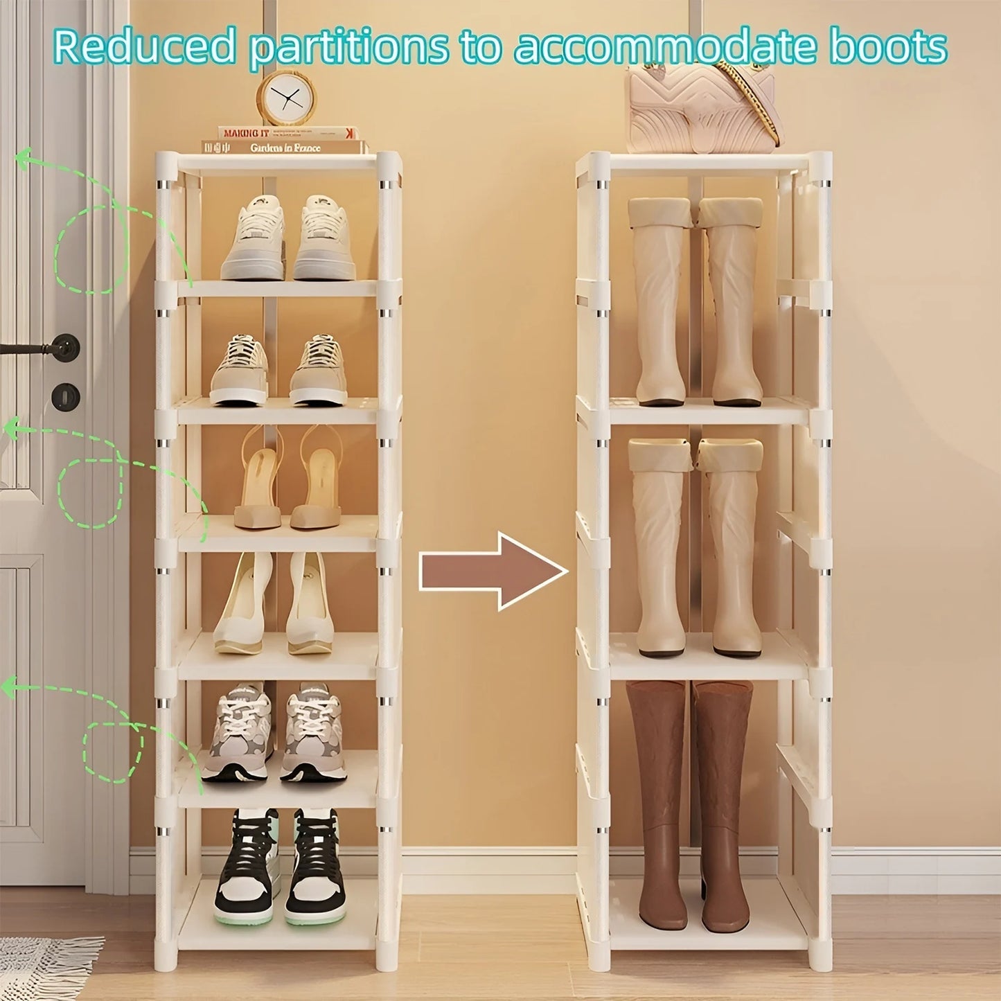 LivionixTech™ 6/8-Layer Shoe Organizer – Space-Saving Metal Frame & Fabric Shelf Rack for Entryway, Bedroom & Living Room