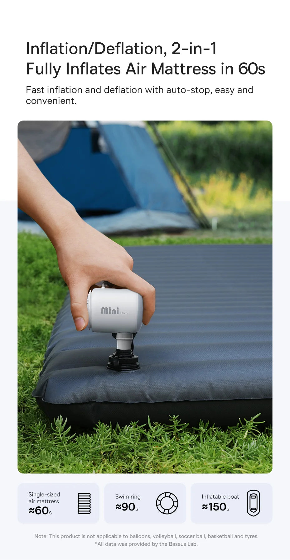 LivionixTech™ Baseus Mini Wireless Air Compressor – 2-in-1 Inflator & Deflator for Air Mattresses, Swim Rings & Storage Bags