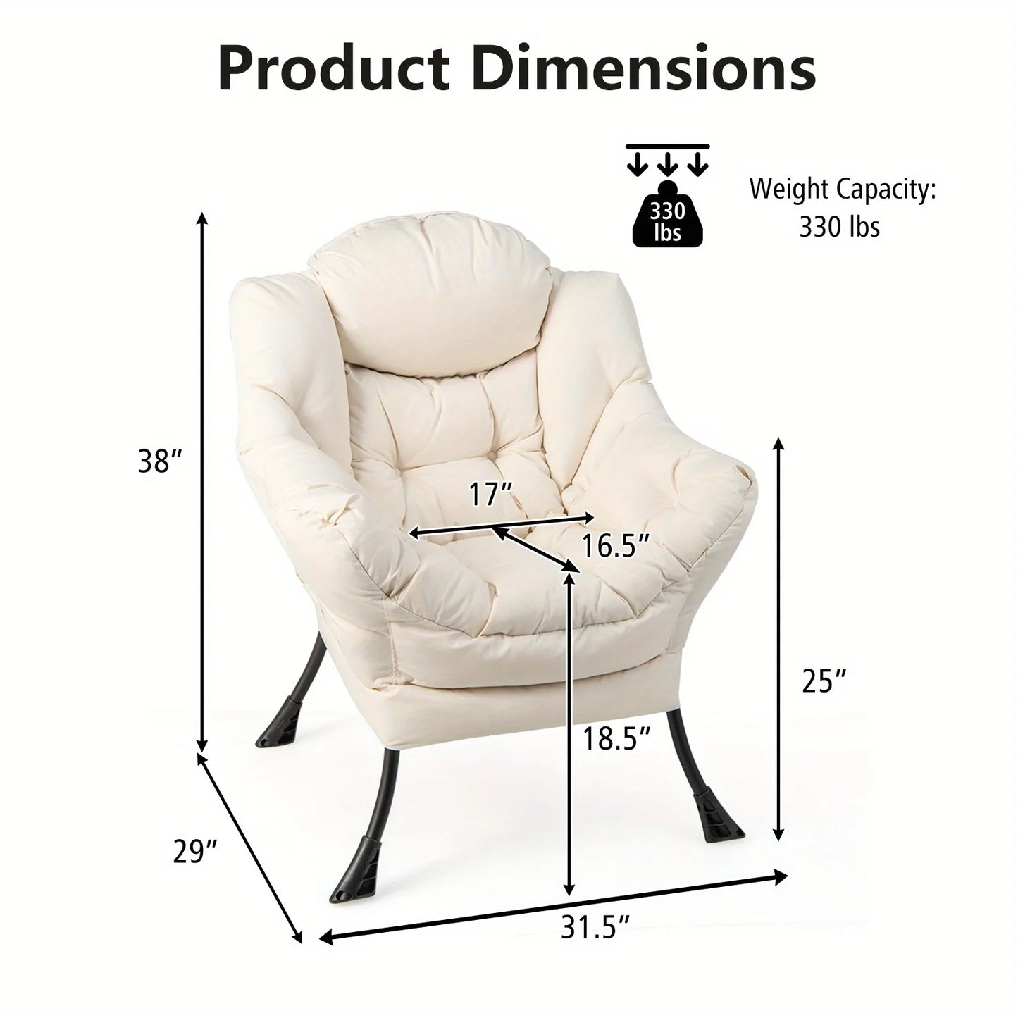 LivionixTech™ Modern Lazy Chair – Single Sofa Recliner with Side Pocket | Soft Fabric Lounge Chair for Bedroom, Dorm, or Balcony