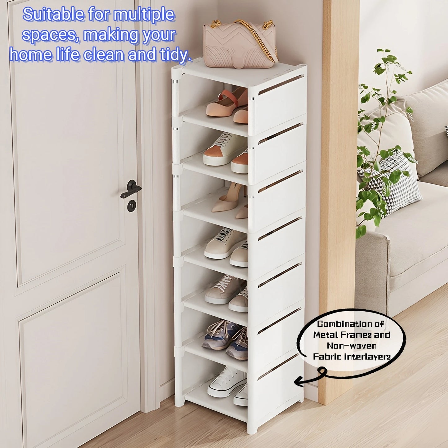 LivionixTech™ 6/8-Layer Shoe Organizer – Space-Saving Metal Frame & Fabric Shelf Rack for Entryway, Bedroom & Living Room