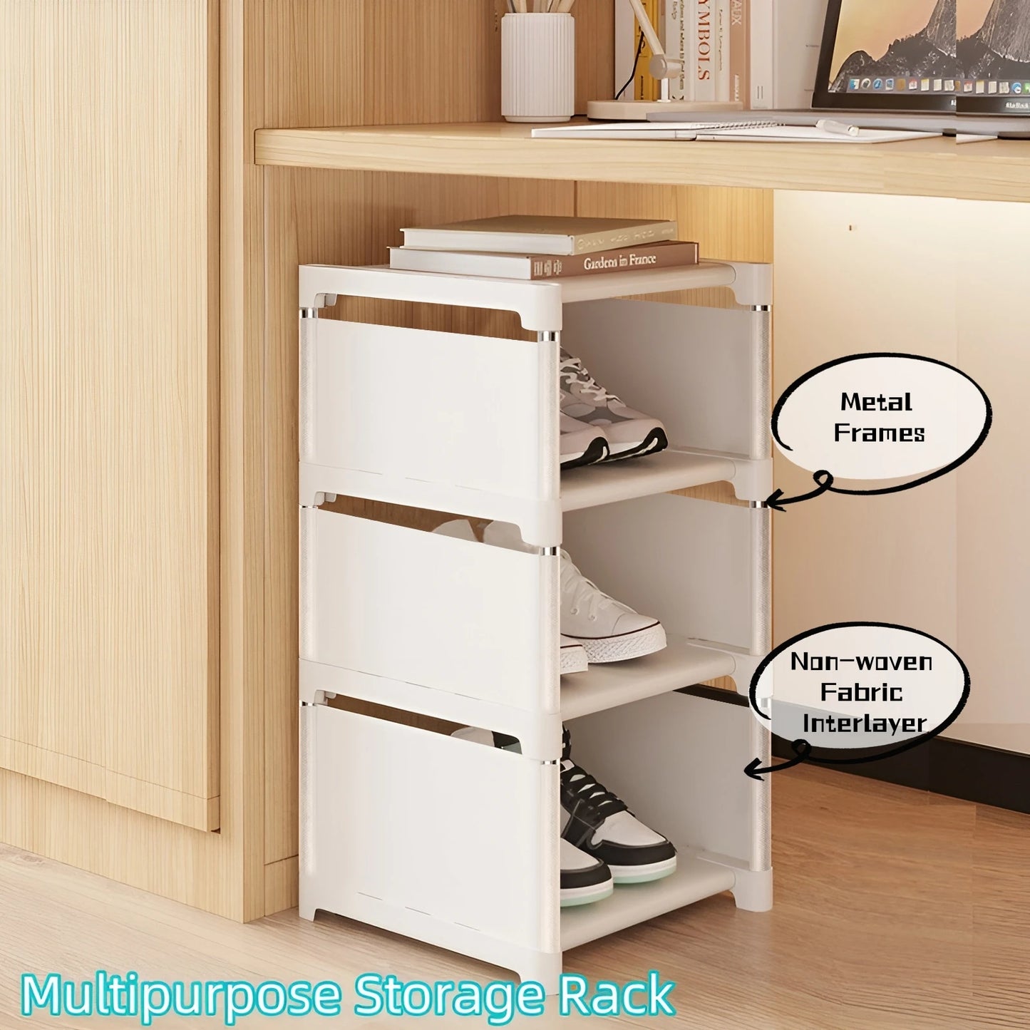 LivionixTech™ 6/8-Layer Shoe Organizer – Space-Saving Metal Frame & Fabric Shelf Rack for Entryway, Bedroom & Living Room