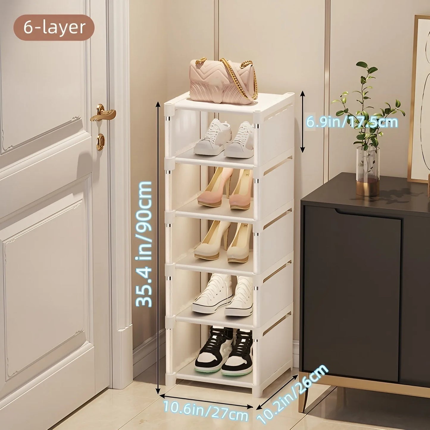 LivionixTech™ 6/8-Layer Shoe Organizer – Space-Saving Metal Frame & Fabric Shelf Rack for Entryway, Bedroom & Living Room