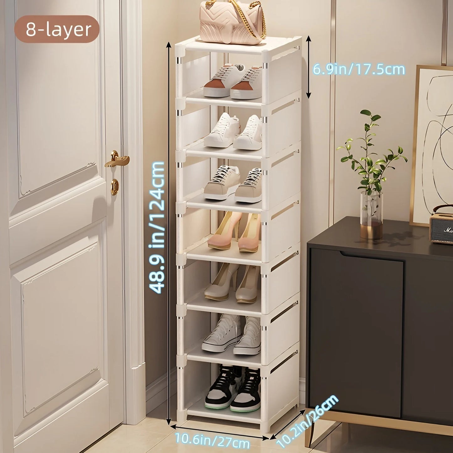 LivionixTech™ 6/8-Layer Shoe Organizer – Space-Saving Metal Frame & Fabric Shelf Rack for Entryway, Bedroom & Living Room