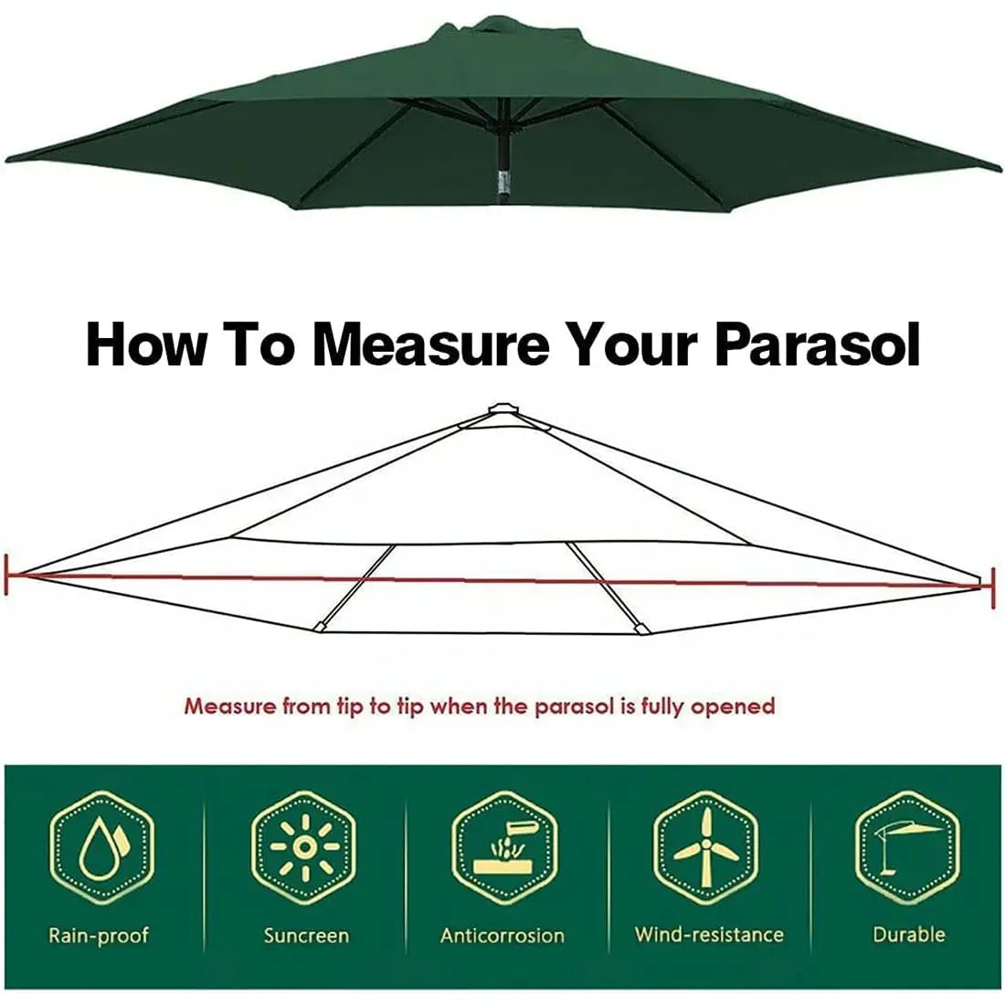 LivionixTech™ Replacement Patio Umbrella Canopy – Waterproof Polyester 6/8 Rib Sunshade Cover for Outdoor Use
