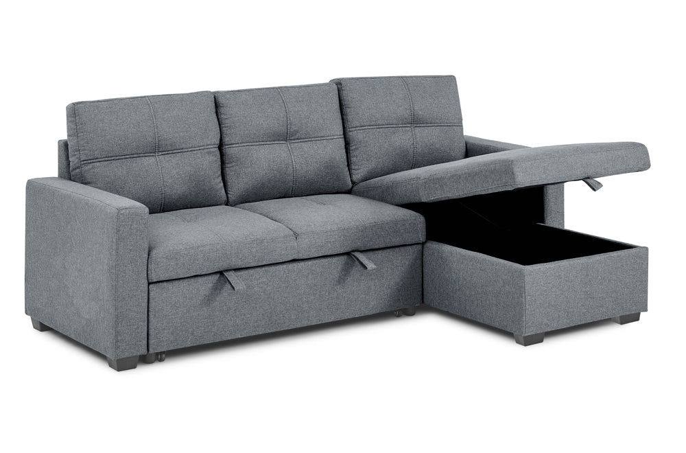 Grey chenille pull-out sofa bed sectional with reversible chaise β modern furniture Canada