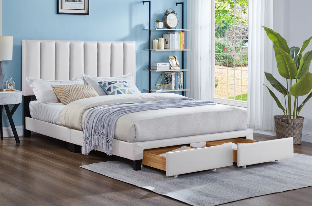 Contemporary Upholstered Storage Bed with Drawers β Affordable Furniture Canada
