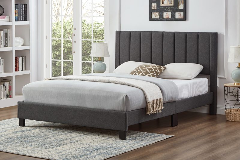 Black Leatherette Upholstered Platform Bed – Affordable Furniture Canada