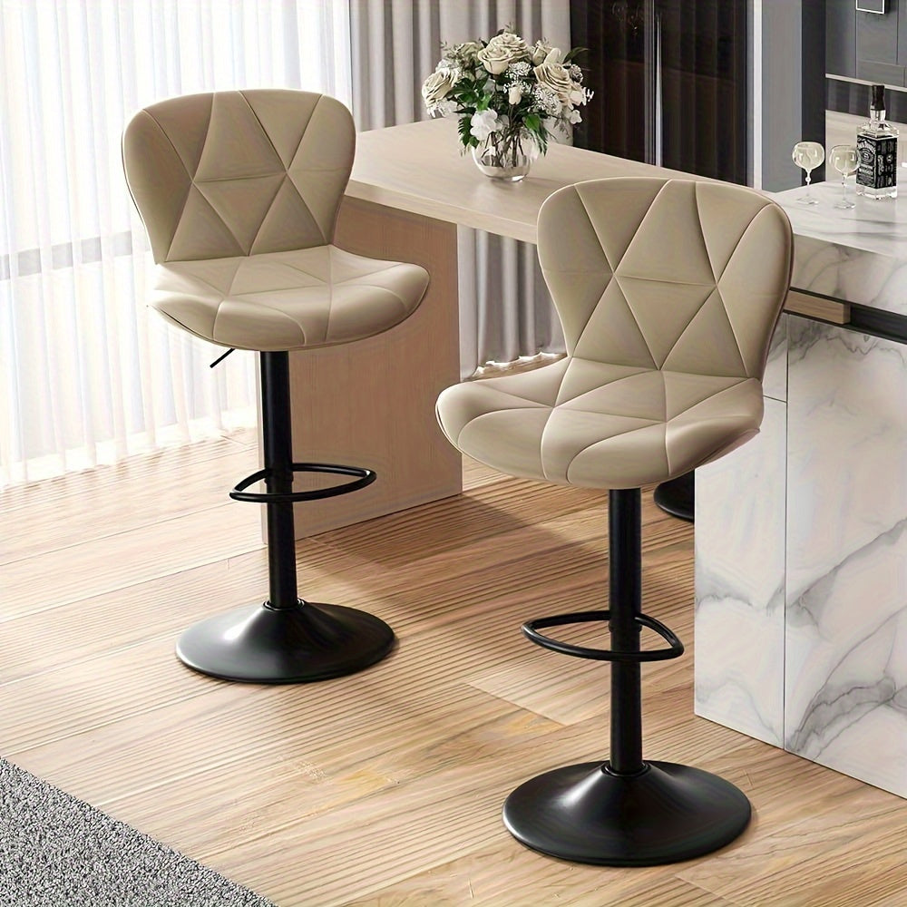 LivionixTech™ Adjustable Swivel Bar Stools (2-Pack) – Modern Faux Leather with Back Support