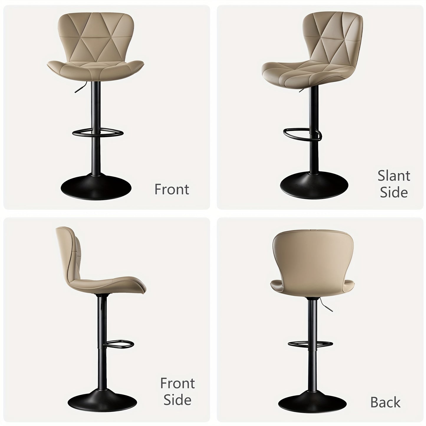 LivionixTech™ Adjustable Swivel Bar Stools (2-Pack) – Modern Faux Leather with Back Support