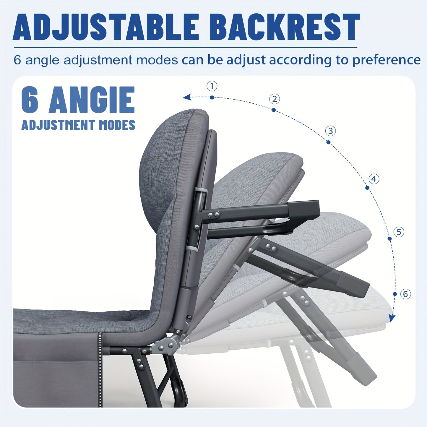 LivionixTech™ 6-Position Folding Lounge Bed – Adjustable Headrest Recliner for Indoor & Outdoor Use