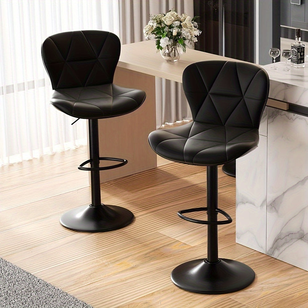 LivionixTech™ Adjustable Swivel Bar Stools (2-Pack) – Modern Faux Leather with Back Support