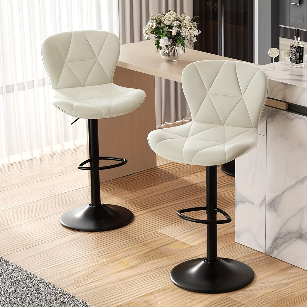 LivionixTech™ Adjustable Swivel Bar Stools (2-Pack) – Modern Faux Leather with Back Support