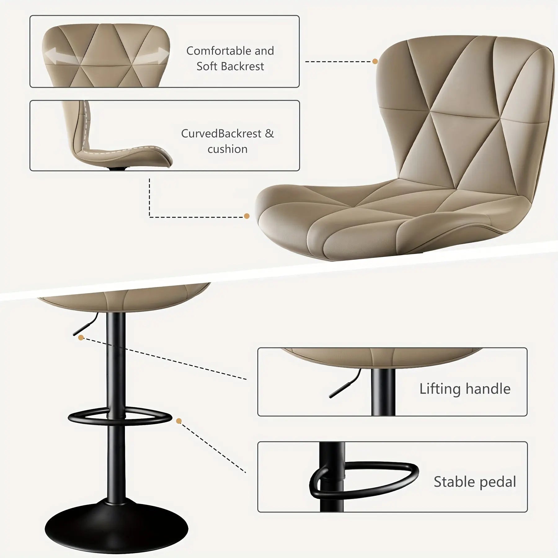 LivionixTech™ Adjustable Swivel Bar Stools (2-Pack) – Modern Faux Leather with Back Support Product vendor