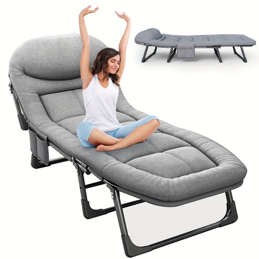 LivionixTech™ 6-Position Folding Lounge Bed – Adjustable Headrest Recliner for Indoor & Outdoor Use