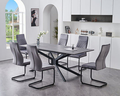 grey marble extension dining set with six chairs – modern furniture canada