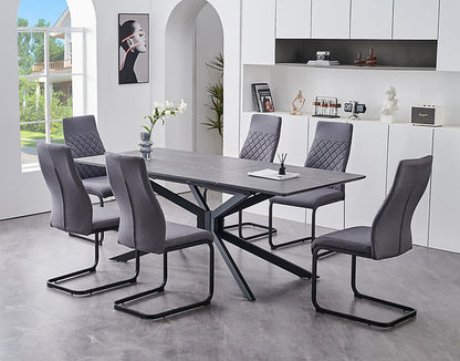 grey velvet dining chair with diamond stitching – affordable furniture brampton