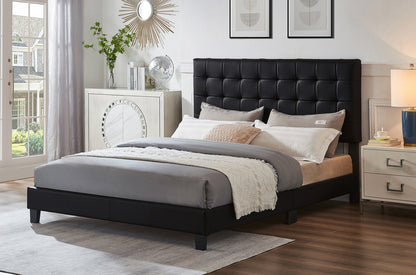 Luxury Upholstered Bed with 43–57 Inch Adjustable Headboard – Contemporary Bedroom Furniture