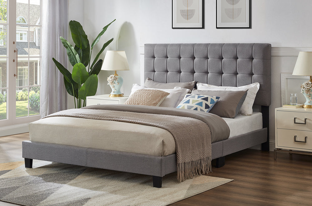 Modern Tufted Upholstered Bed with Adjustable Headboard – Bedroom Furniture Canada