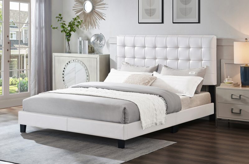 Elegant Tufted Headboard Bed with Adjustable Height – Affordable Furniture Canada