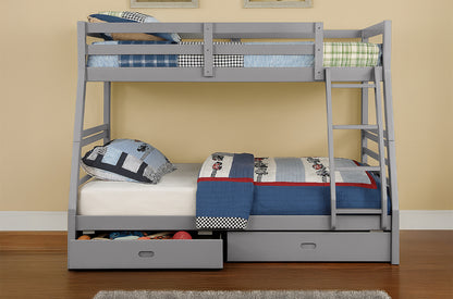 Modern Bunk Bed with Ladder and Built-In Drawers