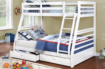 White Contemporary Bunk Bed with Pre-Assembled Headboard