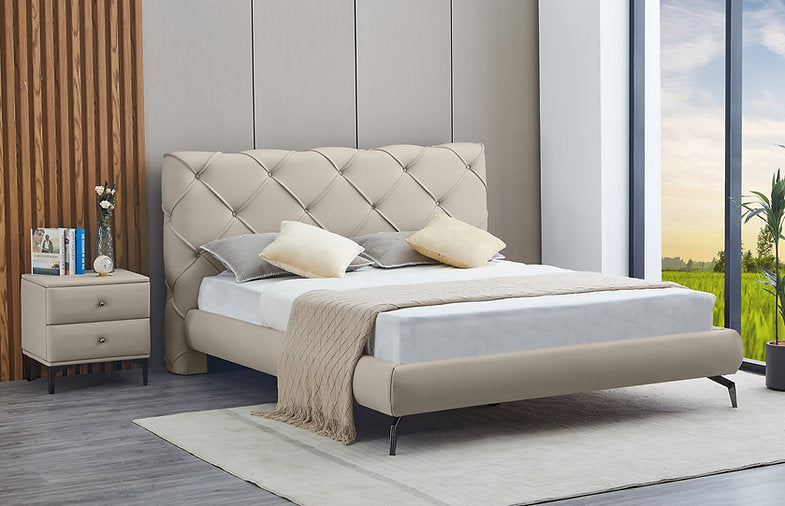 Modern PU bed Toronto – affordable bed with diamond stitching