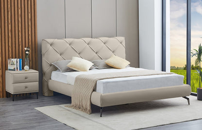 Modern PU bed Toronto – affordable bed with diamond stitching