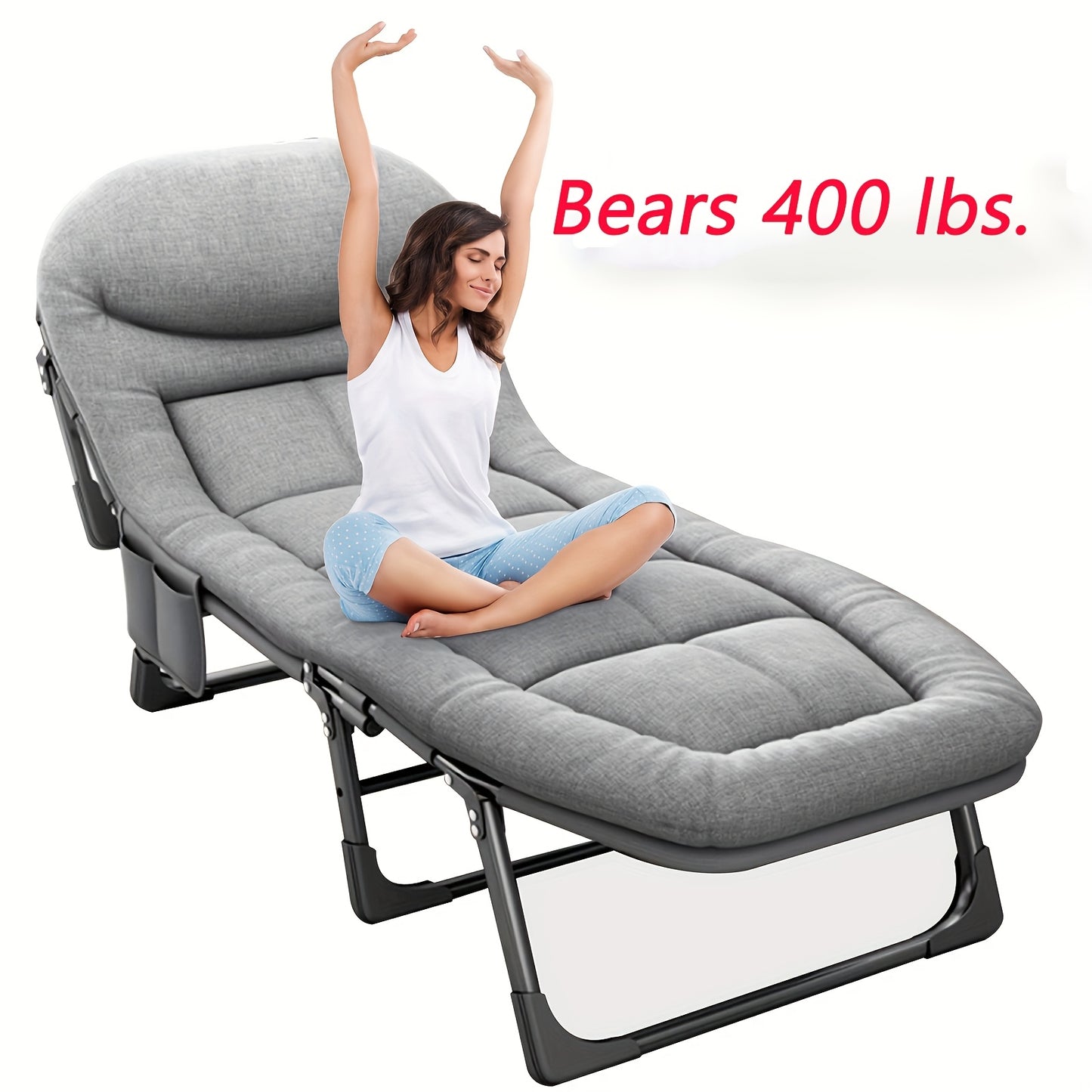 LivionixTech™ 6-Position Folding Lounge Bed – Adjustable Headrest Recliner for Indoor & Outdoor Use