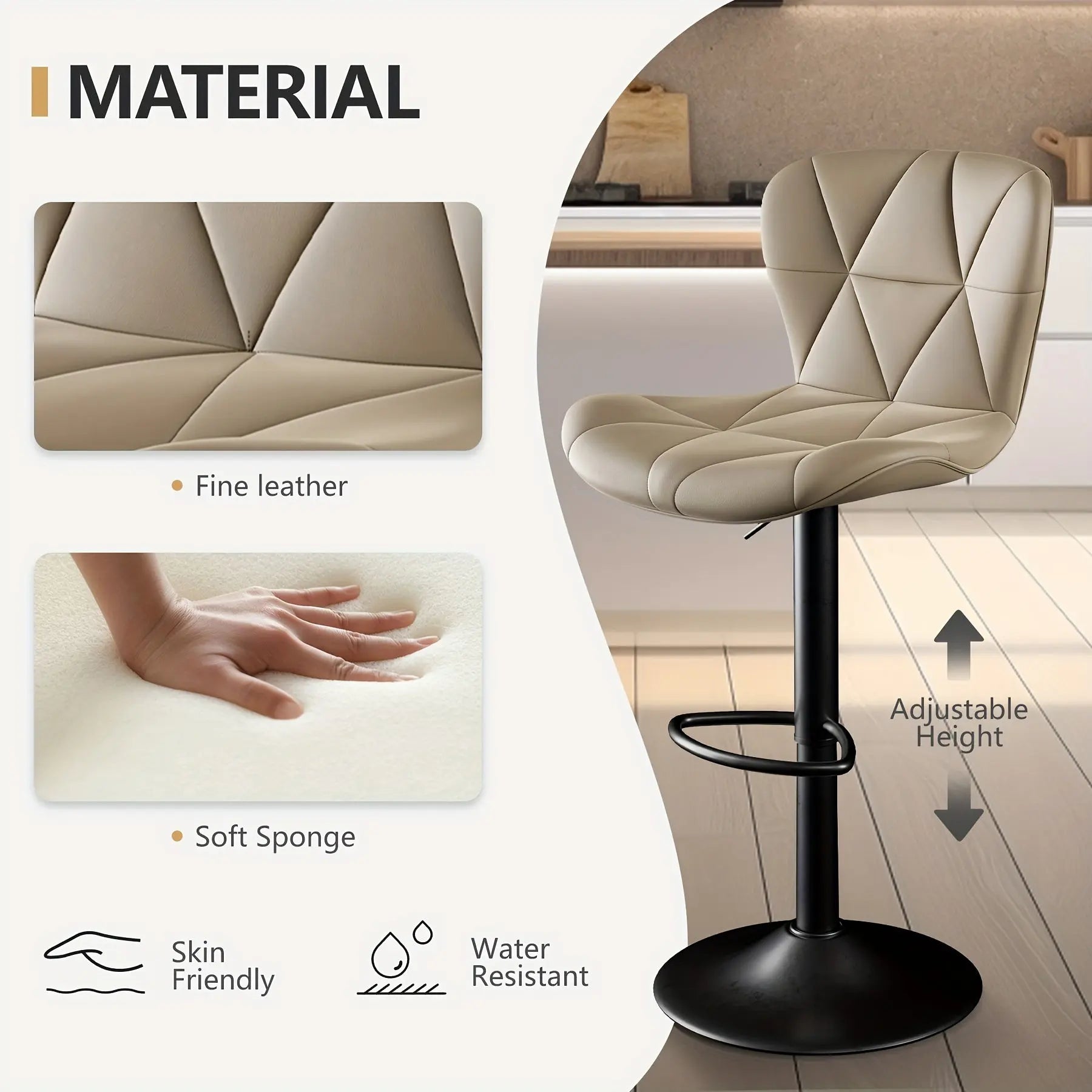 LivionixTech™ Adjustable Swivel Bar Stools (2-Pack) – Modern Faux Leather with Back Support Product vendor