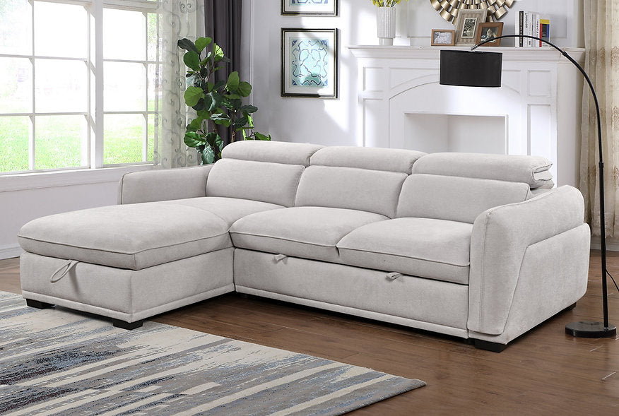 LivionixTech LHF Sofa Bed Sectional in Soft Light Grey Fabric