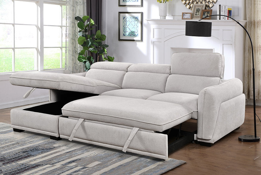 Left Hand Facing Chaise Sofa Bed Sectional with Storage