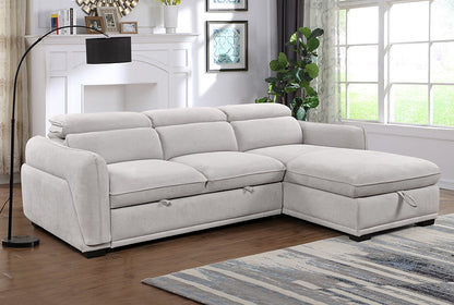 LivionixTech RHF Sofa Bed Sectional in Soft Light Grey Fabric