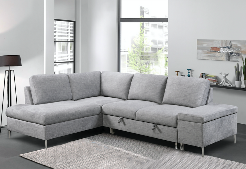LivionixTech LHF Sofa Bed Sectional in Soft Grey Fabric