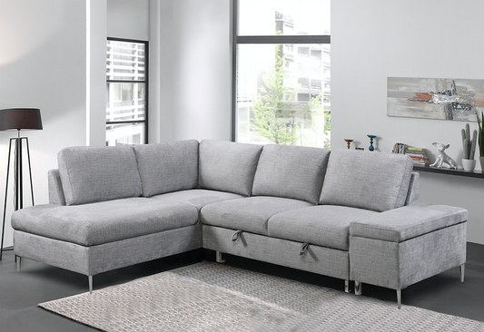 LivionixTech LHF Sofa Bed Sectional in Soft Grey Fabric