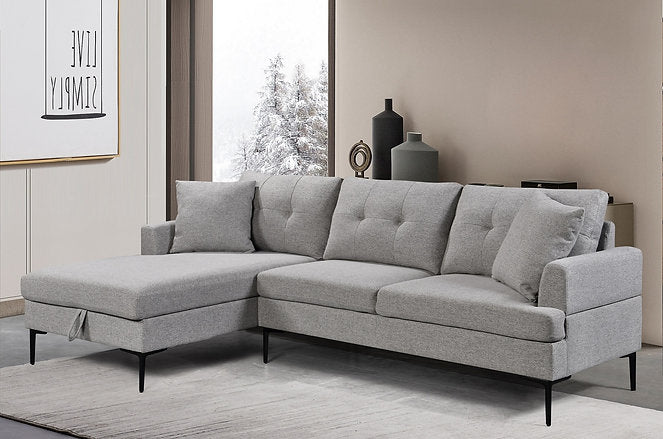LHF chaise sofa set for living room Toronto – affordable sofa in soft grey