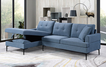 Storage chaise living room sofa Etobicoke – affordable sofa blue fabric