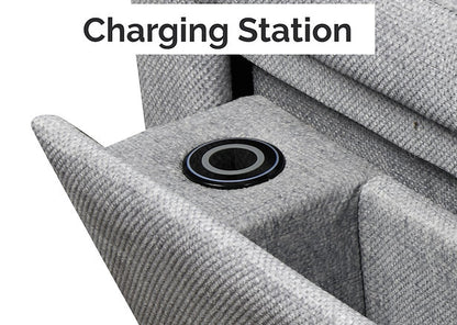 Gray recliner with a circular charging station - GTA Free Delivery