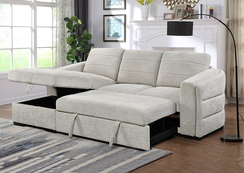 Left Hand Facing Chaise Sofa Bed Sectional with Rounded Back