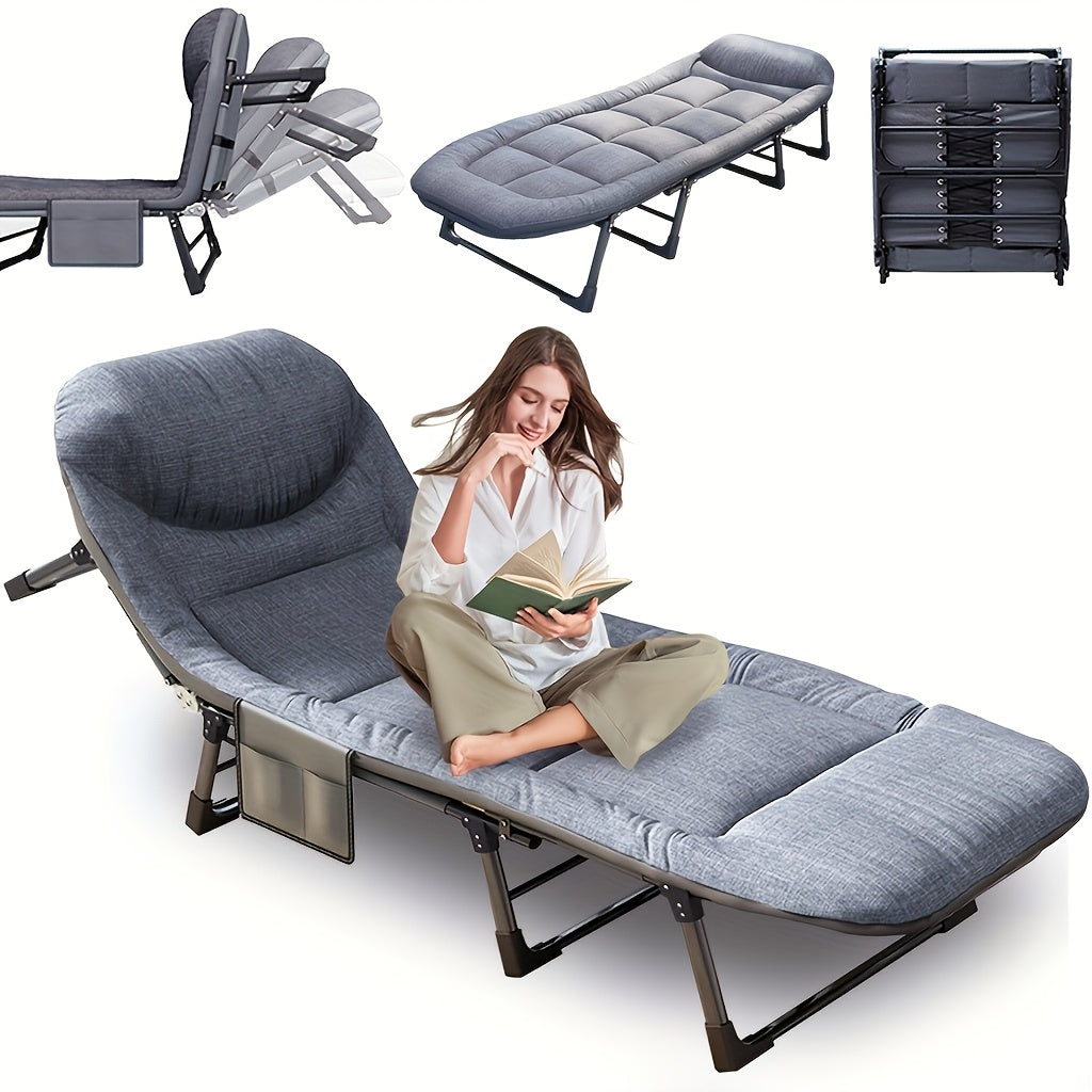 LivionixTech™ 6-Position Folding Lounge Bed – Adjustable Headrest Recliner for Indoor & Outdoor Use