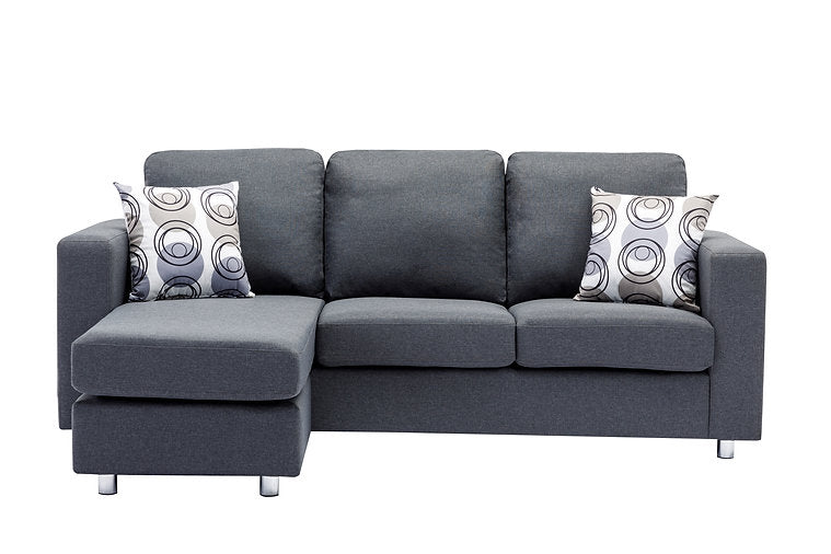 Modern furniture Canada grey sectional with chrome legs